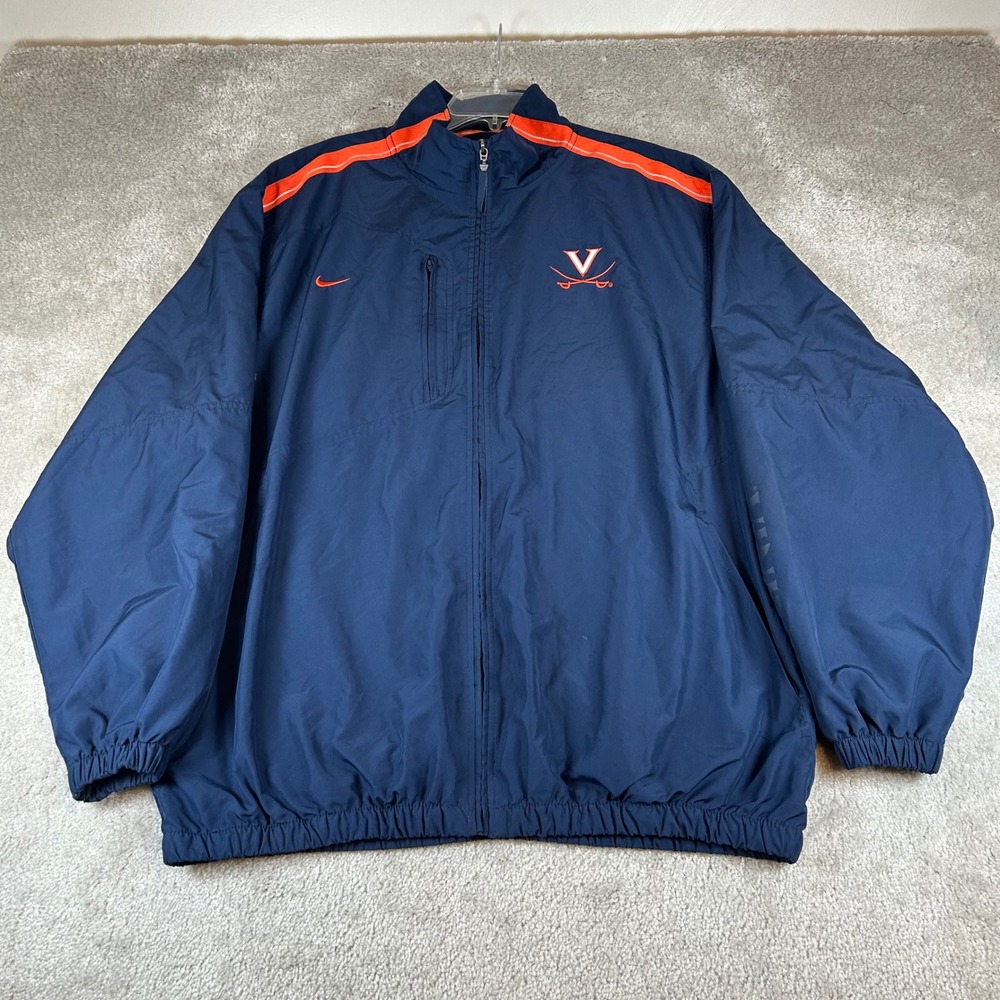VTG Nike Virginia Cavaliers Windbreaker Mens XL Navy Blue Full Zip UVA Jacket